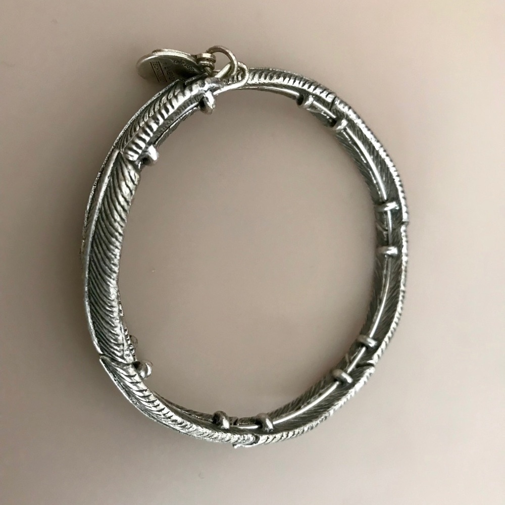 Silver feather Alex and ani bracelet